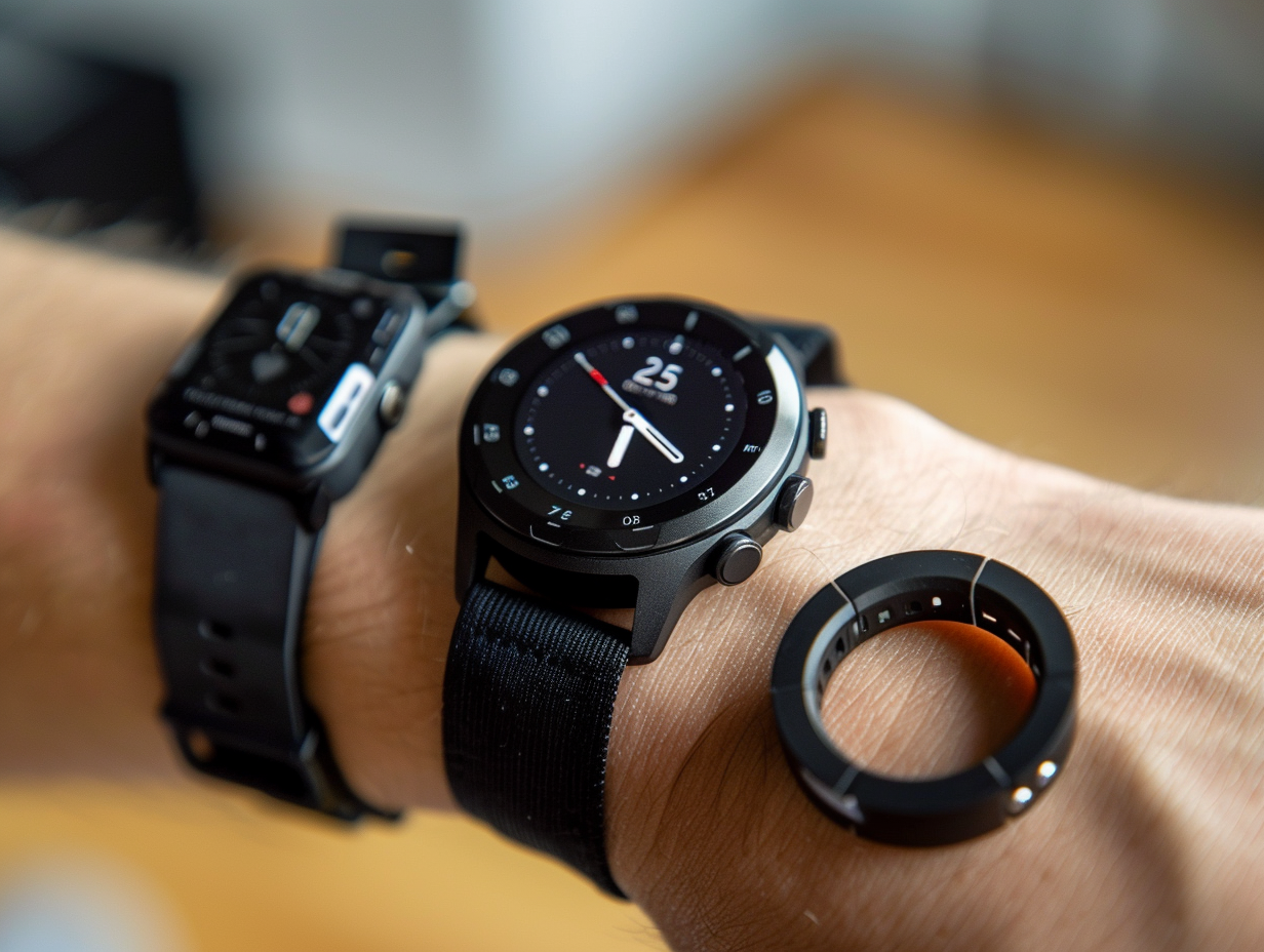 Smartwatch, Fitness-Band und Smart Ring im direkten Form-Vergleich