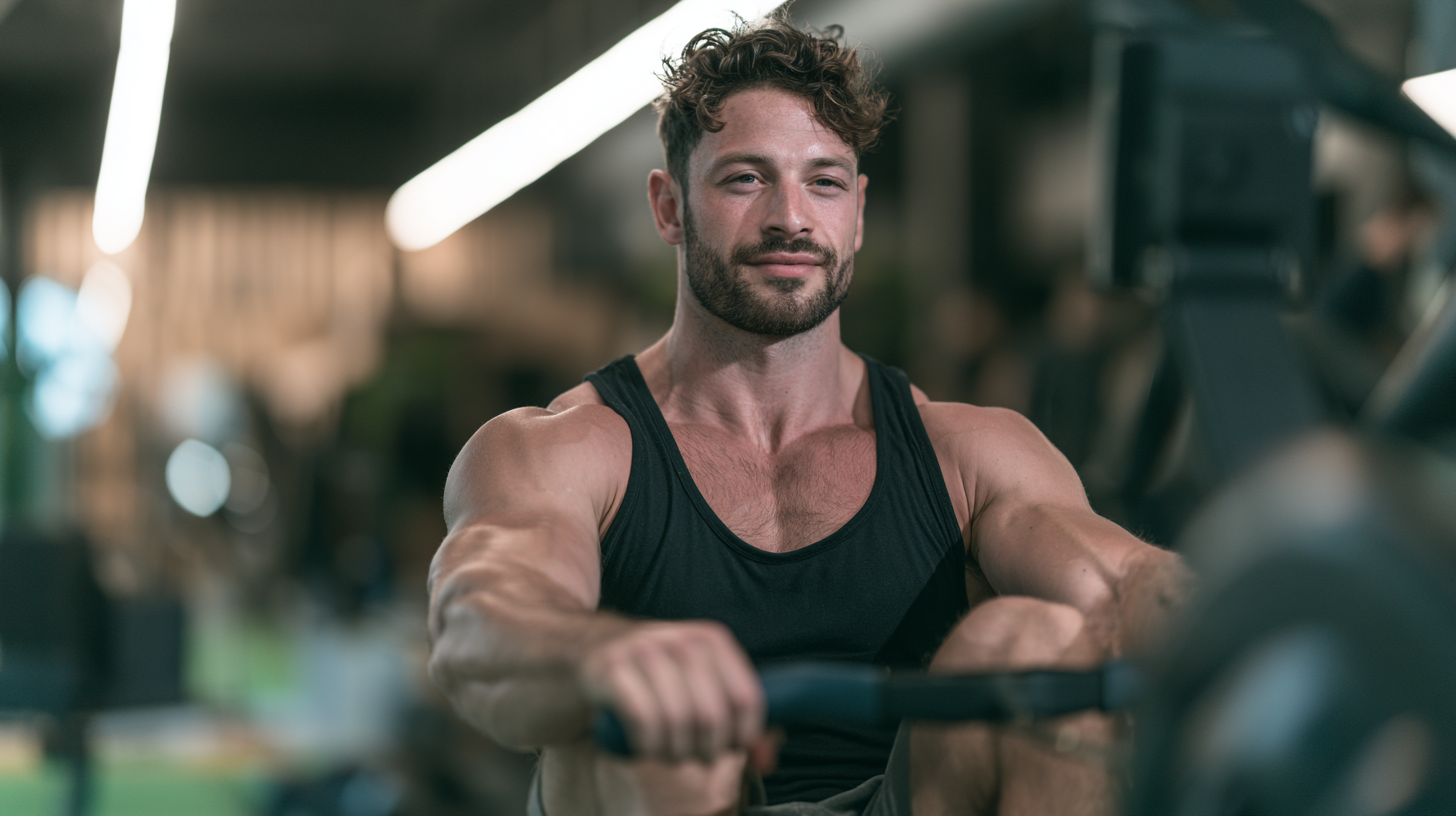 Muskulöser Athlet auf dem Laufband - Cardio für Kraftsportler